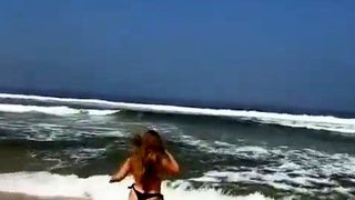 Teen brunette masturbating on public dirt road